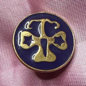 Vintage Blue Gold Tone Enamel Girl Scouts Guide Metal Badge Pin